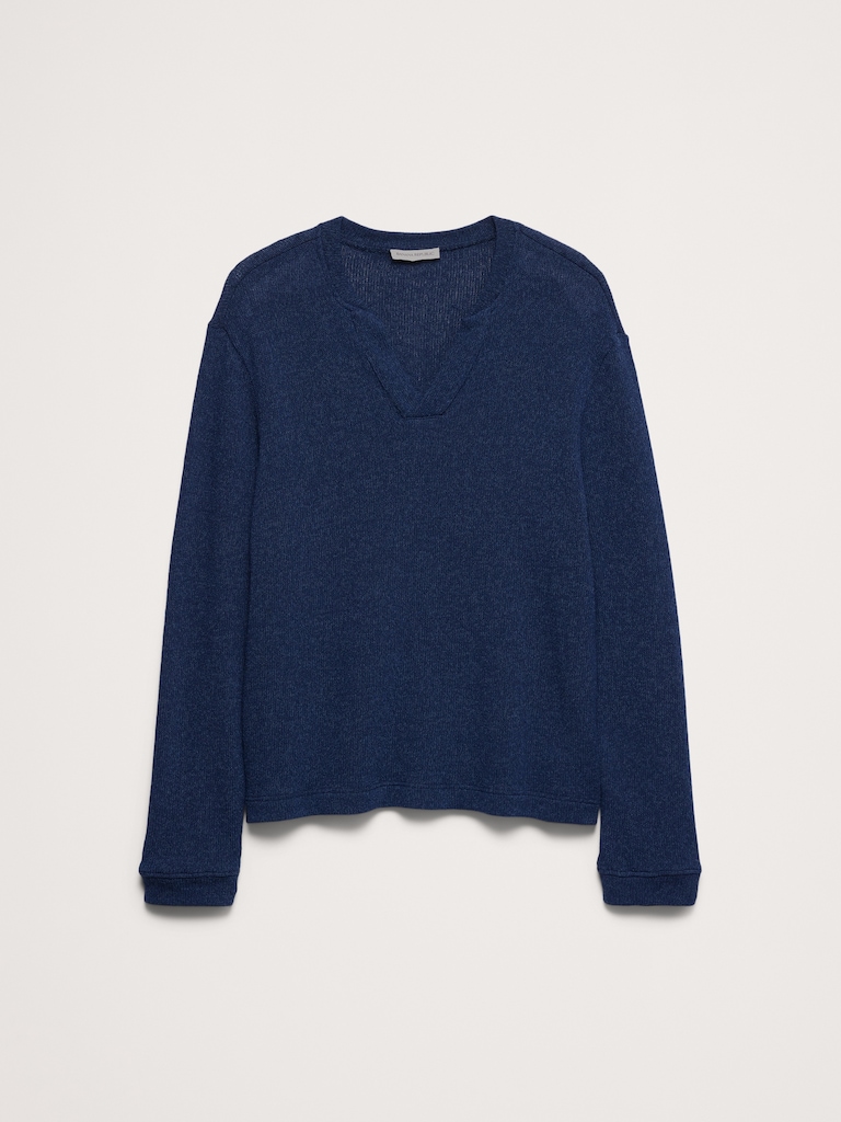 Marled Notch-Neck T-Shirt