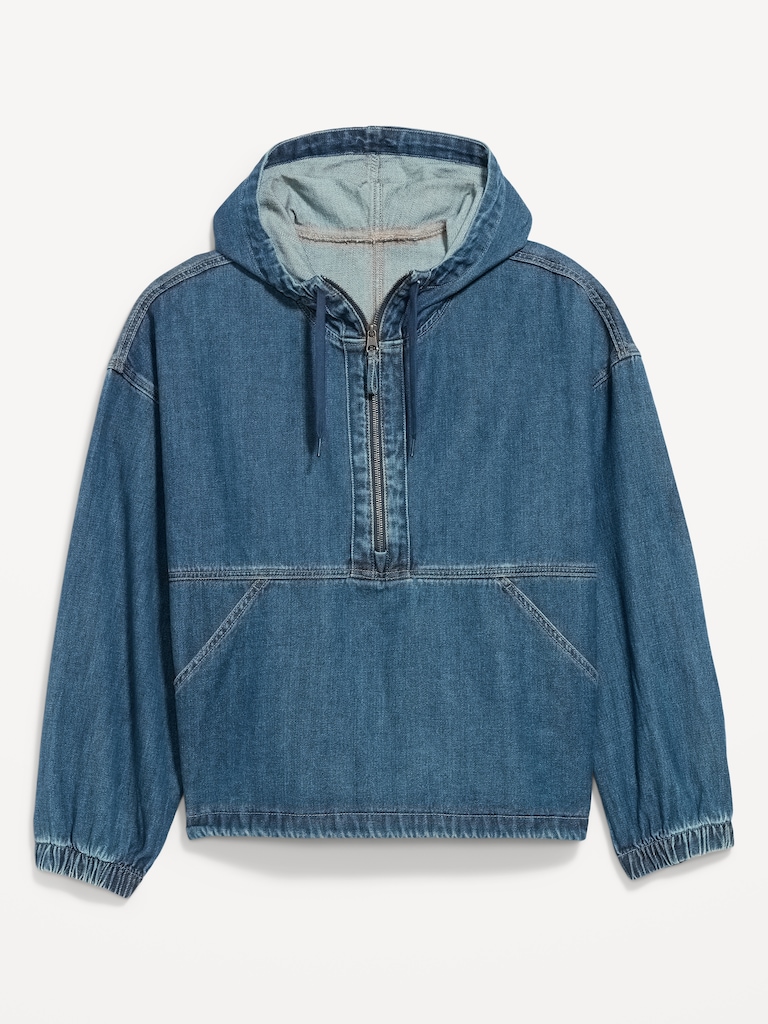 Denim Popover Hooded Jacket