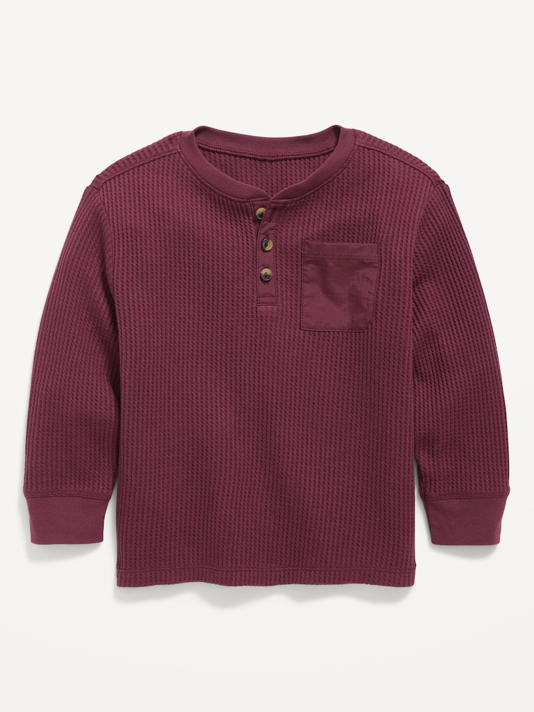Long-Sleeve Waffle Knit Henley T-Shirt for Toddler Boys