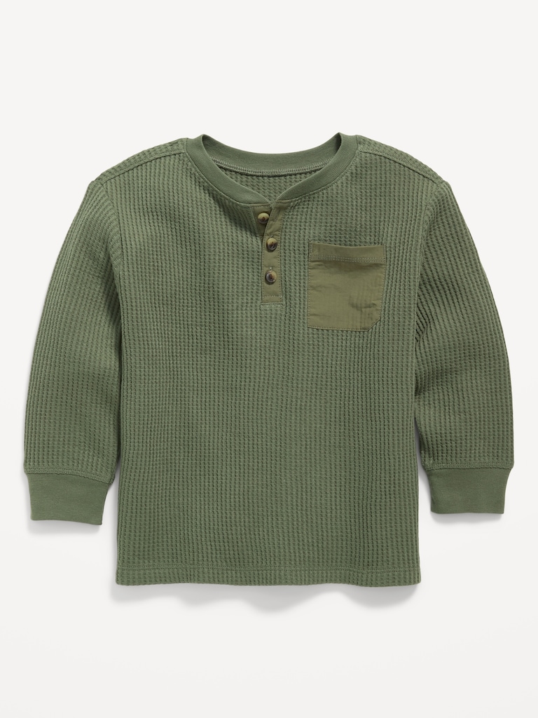 Long-Sleeve Waffle Knit Henley T-Shirt for Toddler Boys