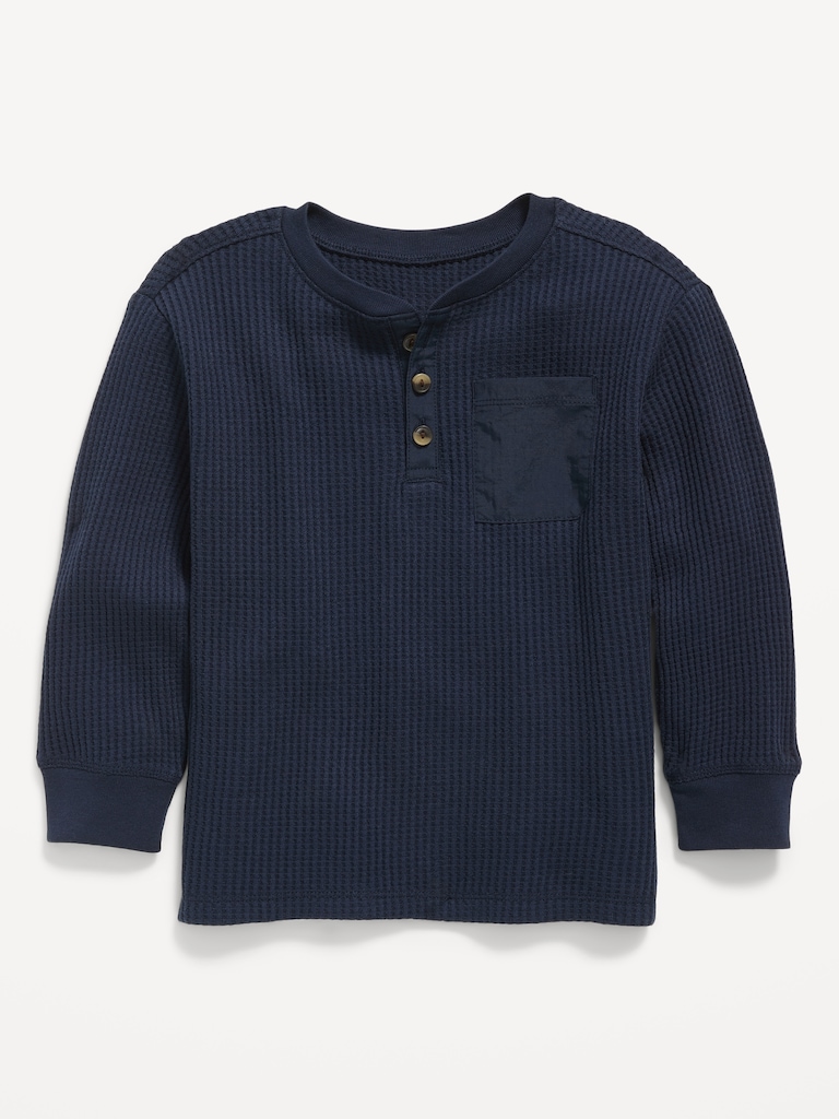 Long-Sleeve Waffle Knit Henley T-Shirt for Toddler Boys