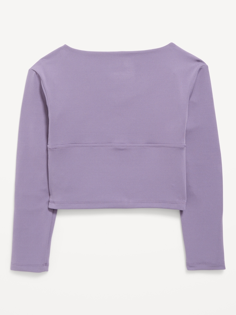 StudioSmooth Long-Sleeve Wrap-Front Top for Girls