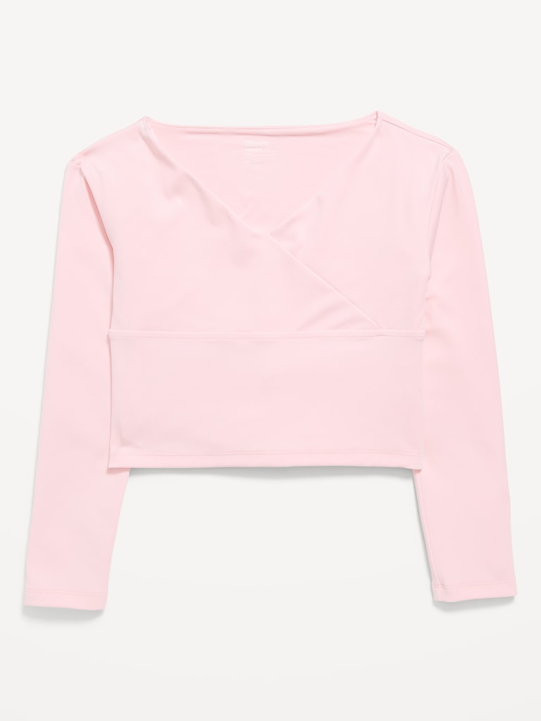 StudioSmooth Long-Sleeve Wrap-Front Top for Girls