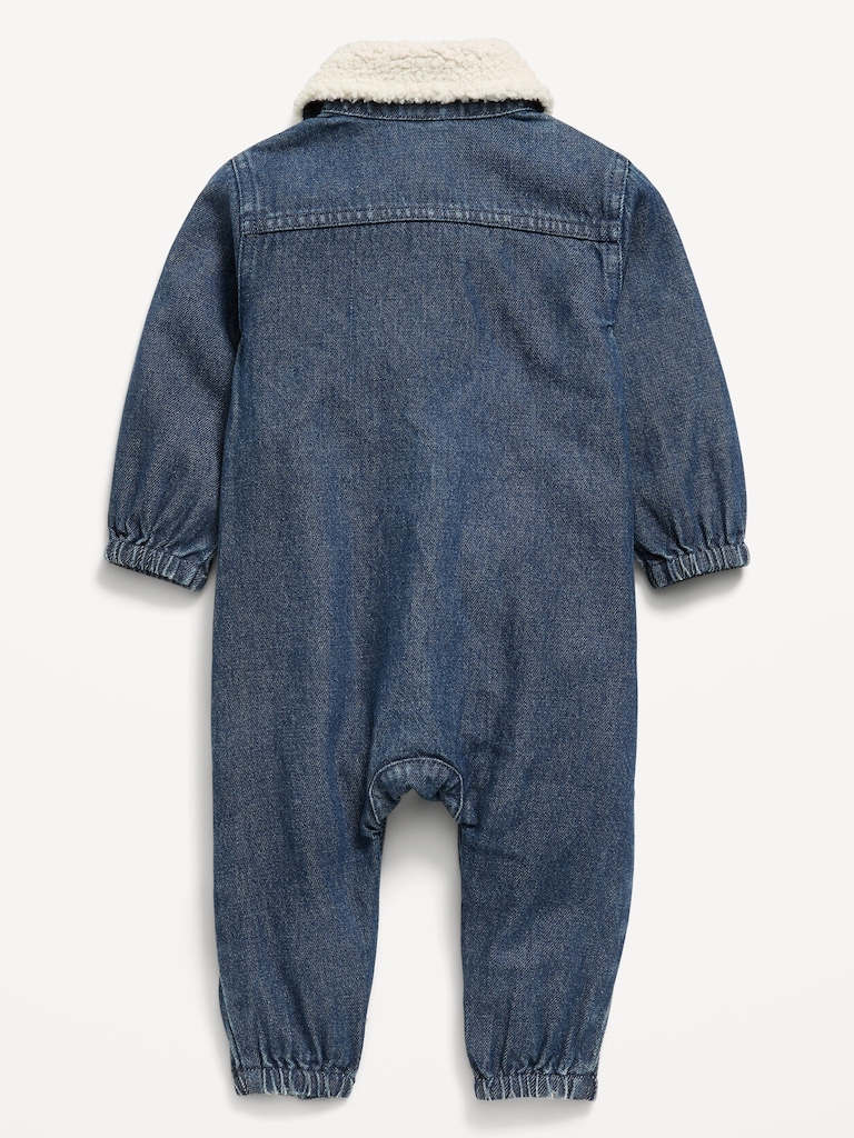 Long-Sleeve Denim Jumpsuit for Baby