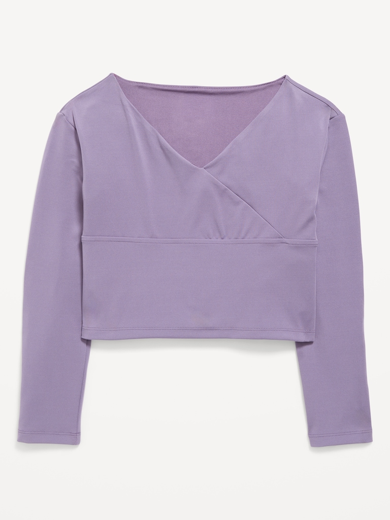 StudioSmooth Long-Sleeve Wrap-Front Top for Girls