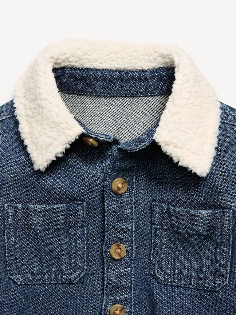 Long-Sleeve Denim Jumpsuit for Baby