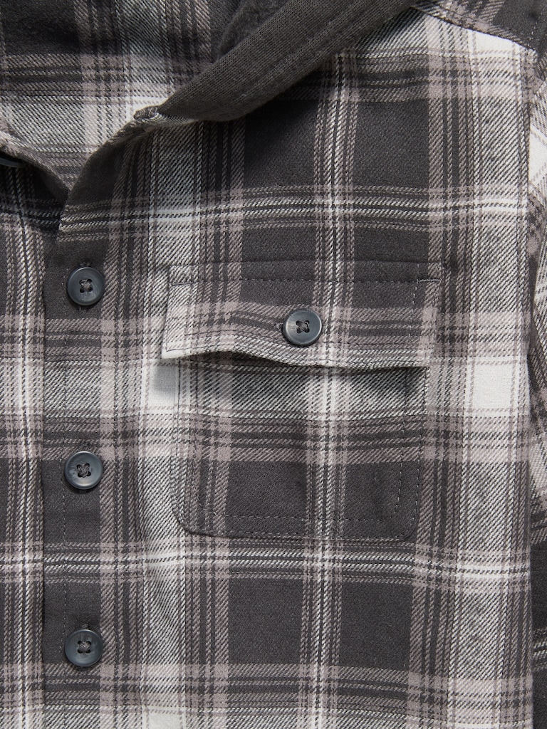 Long-Sleeve Hooded Flannel Shirt for Toddler Boys