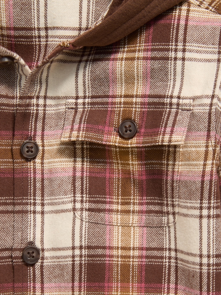 Long-Sleeve Hooded Flannel Shirt for Toddler Boys