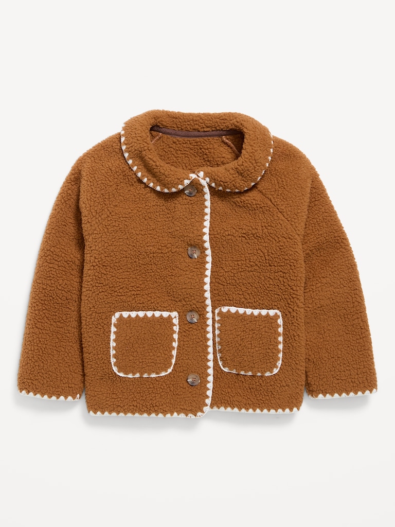 Collared Sherpa Jacket for Toddler Girls
