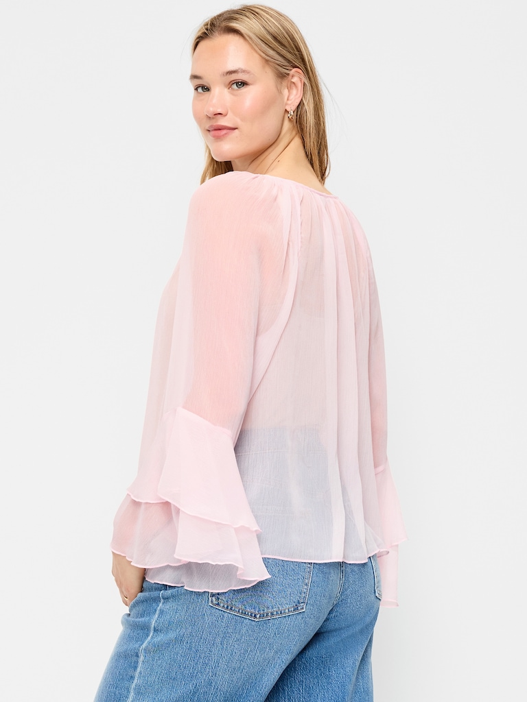Bell-Sleeve Ruffle Top