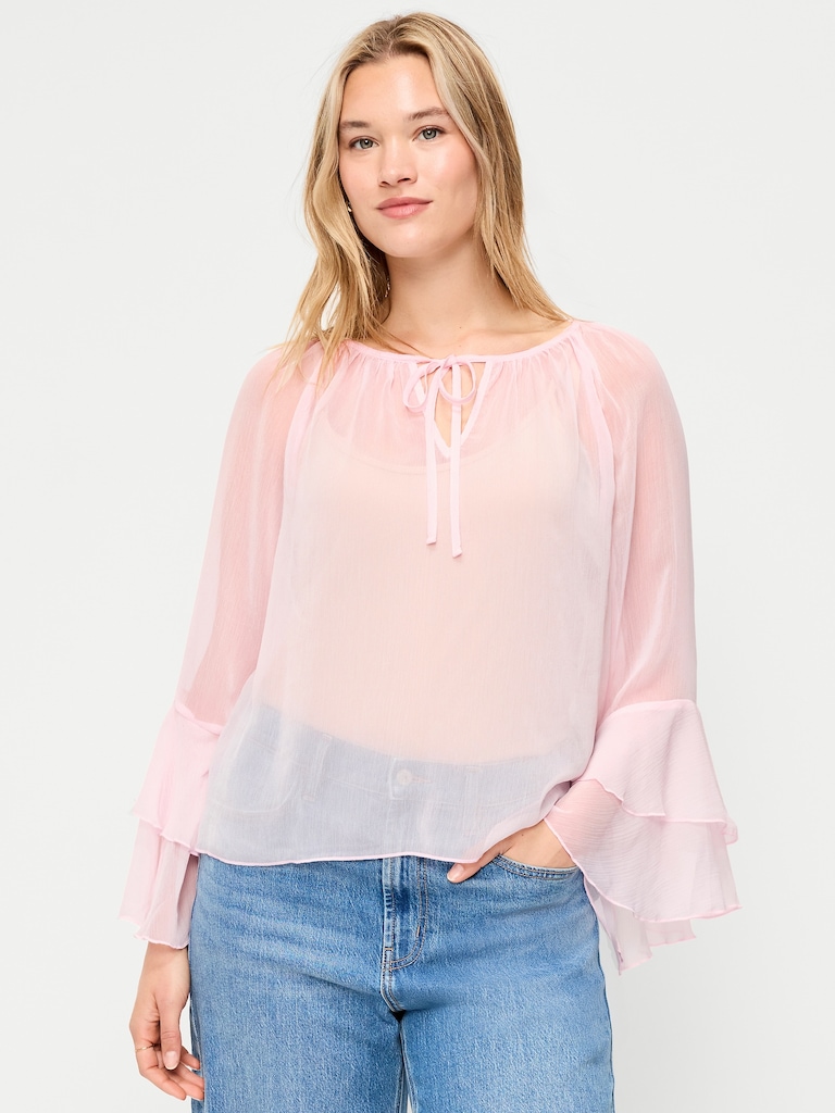 Bell-Sleeve Ruffle Top