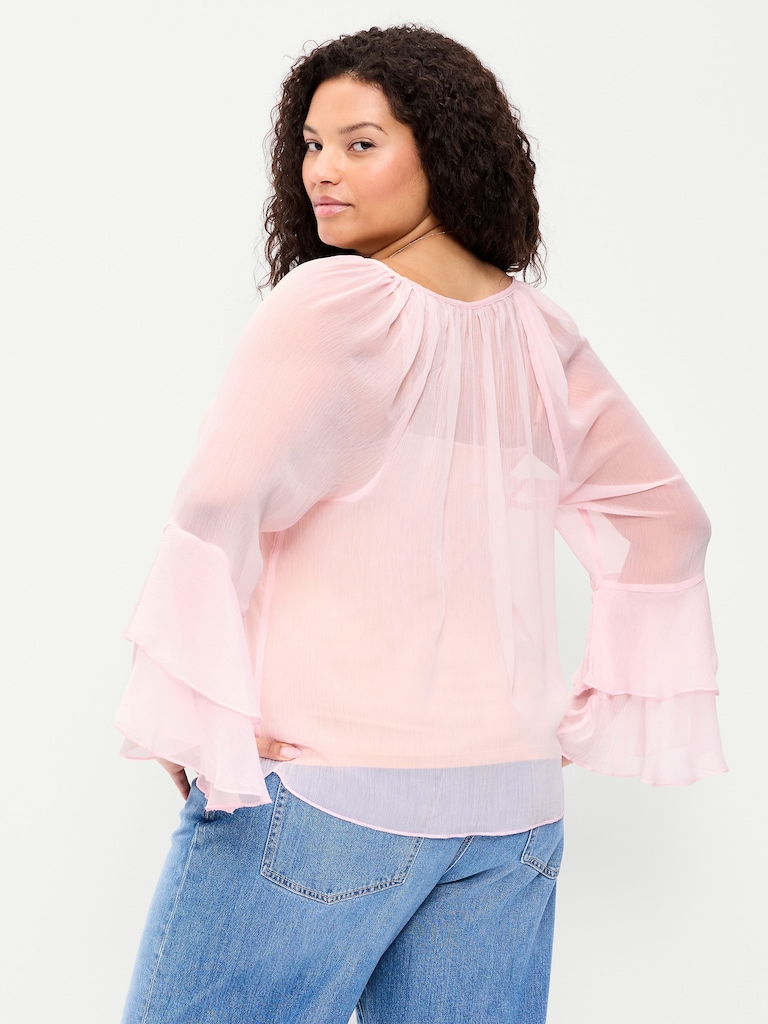 Bell-Sleeve Ruffle Top
