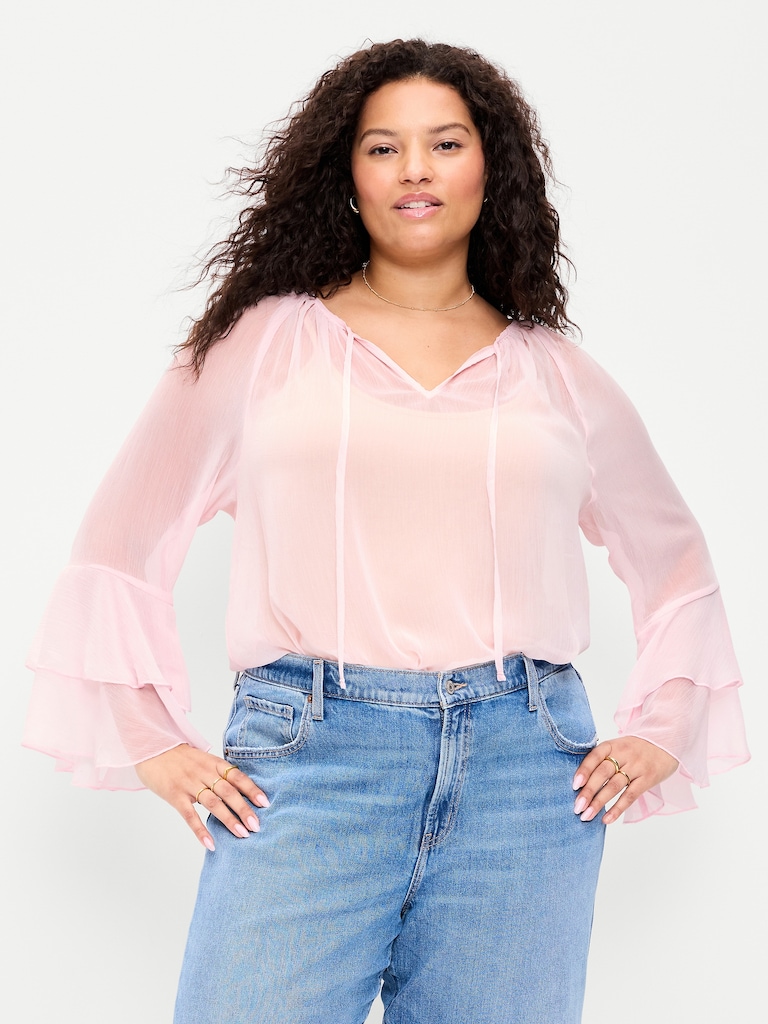 Bell-Sleeve Ruffle Top