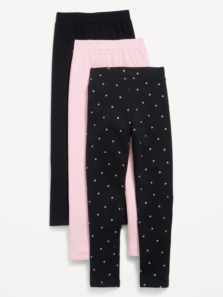 Legging long en molleton à taille haute pour fille (paquet de 3)