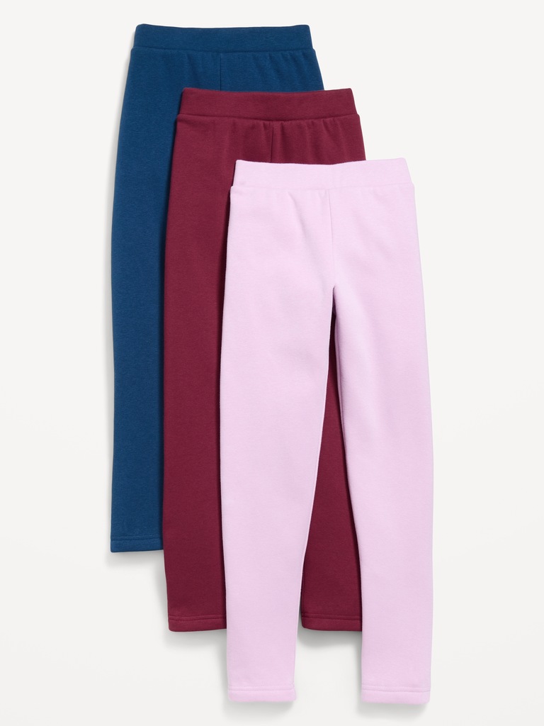 Legging long en molleton à taille haute pour fille (paquet de 3)