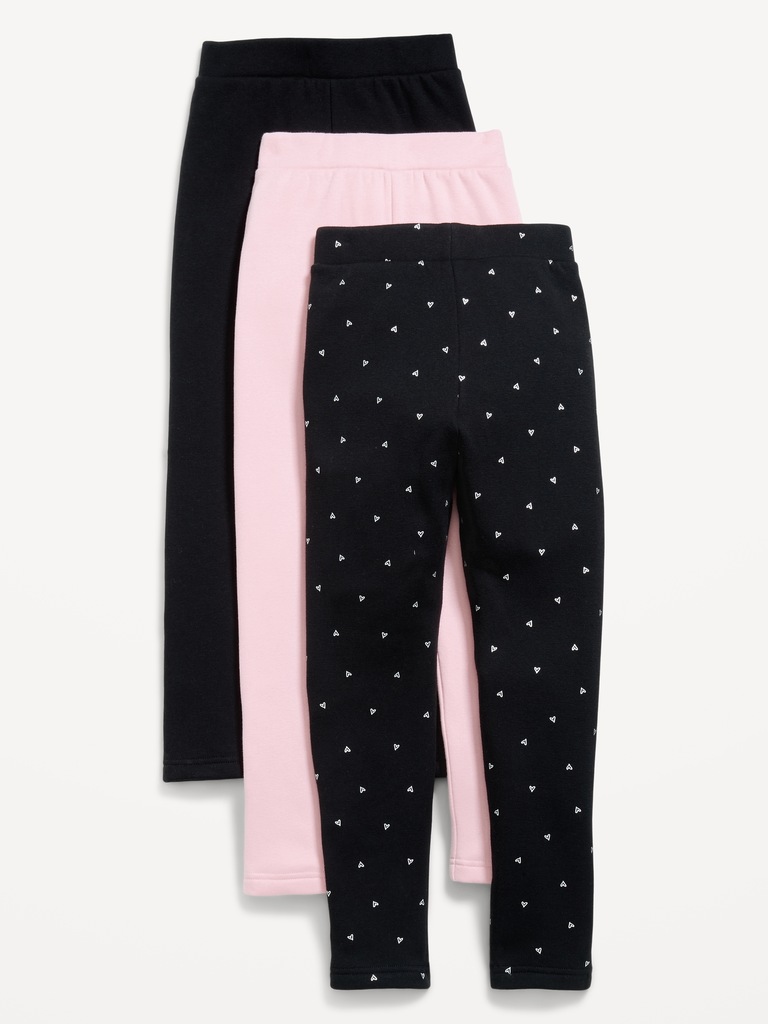 Legging long en molleton à taille haute pour fille (paquet de 3)