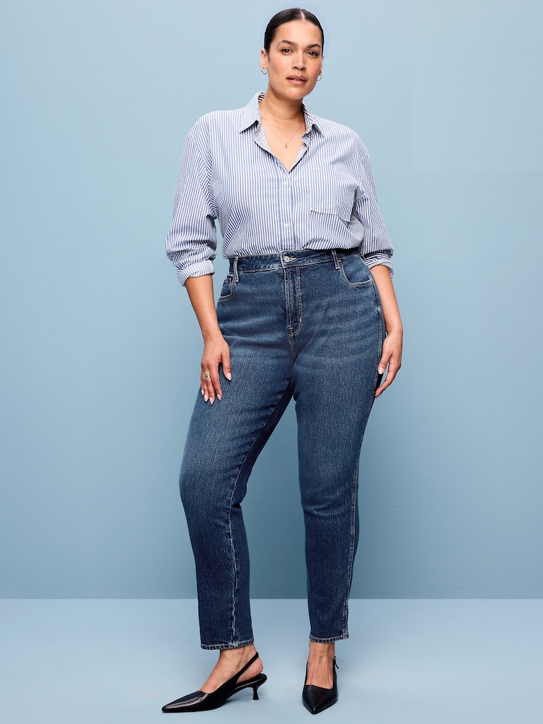 High-Waisted Vintage Slim Jeans