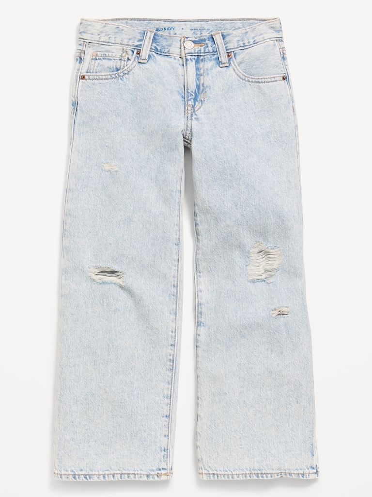 Low-Rise Baggy Ripped Wide-Leg Jeans for Girls