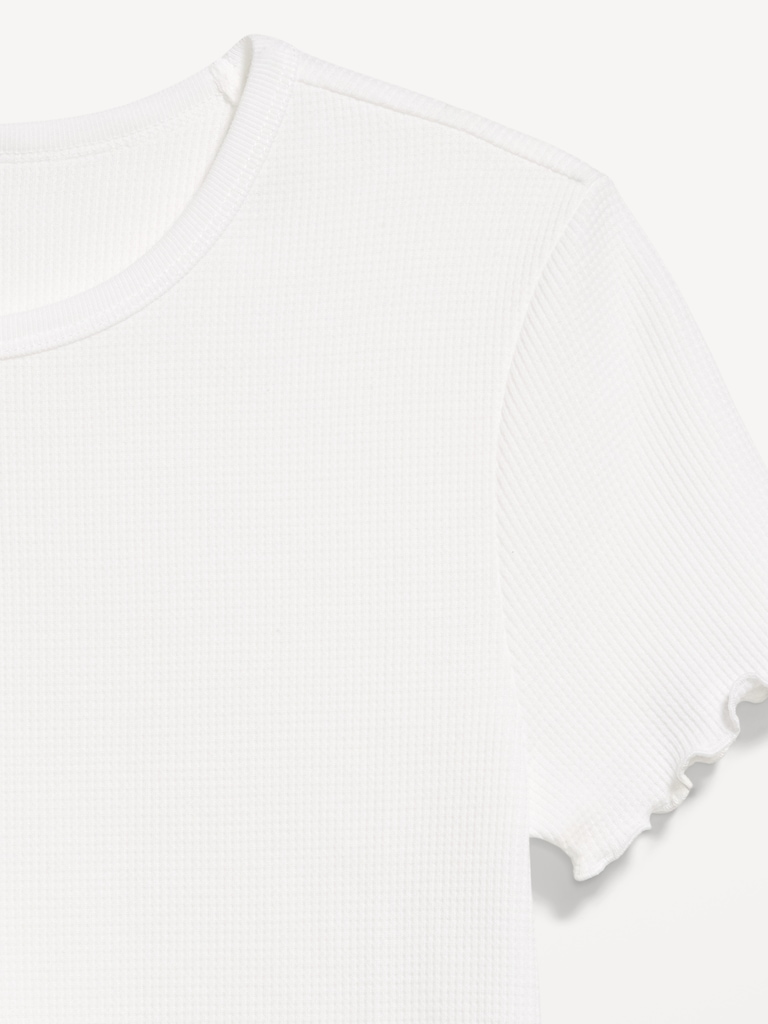 Fitted Waffle-Knit Cropped T-Shirt