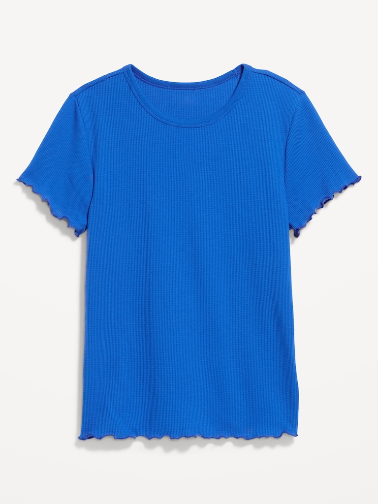 Fitted Waffle-Knit Cropped T-Shirt