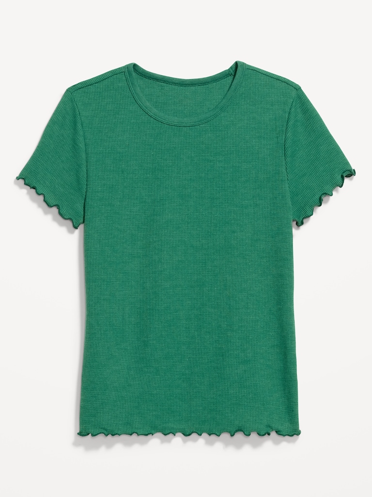 Fitted Waffle-Knit Cropped T-Shirt