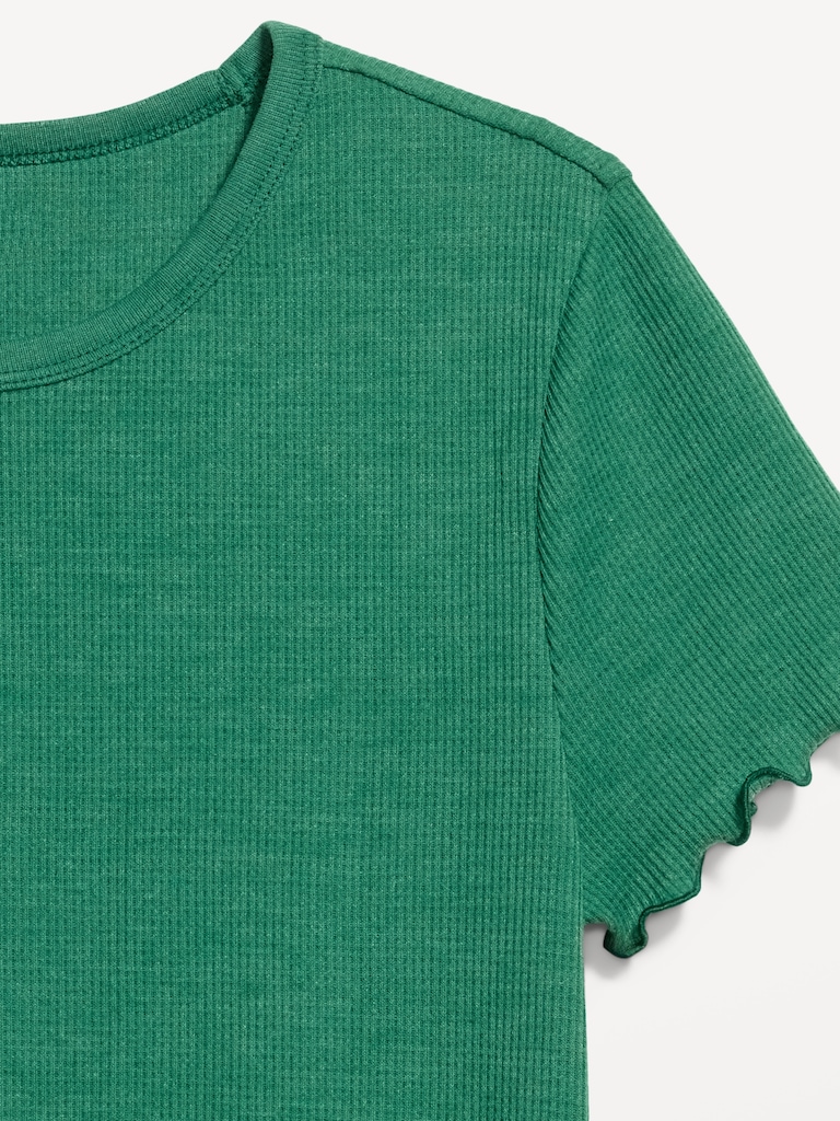 Fitted Waffle-Knit Cropped T-Shirt