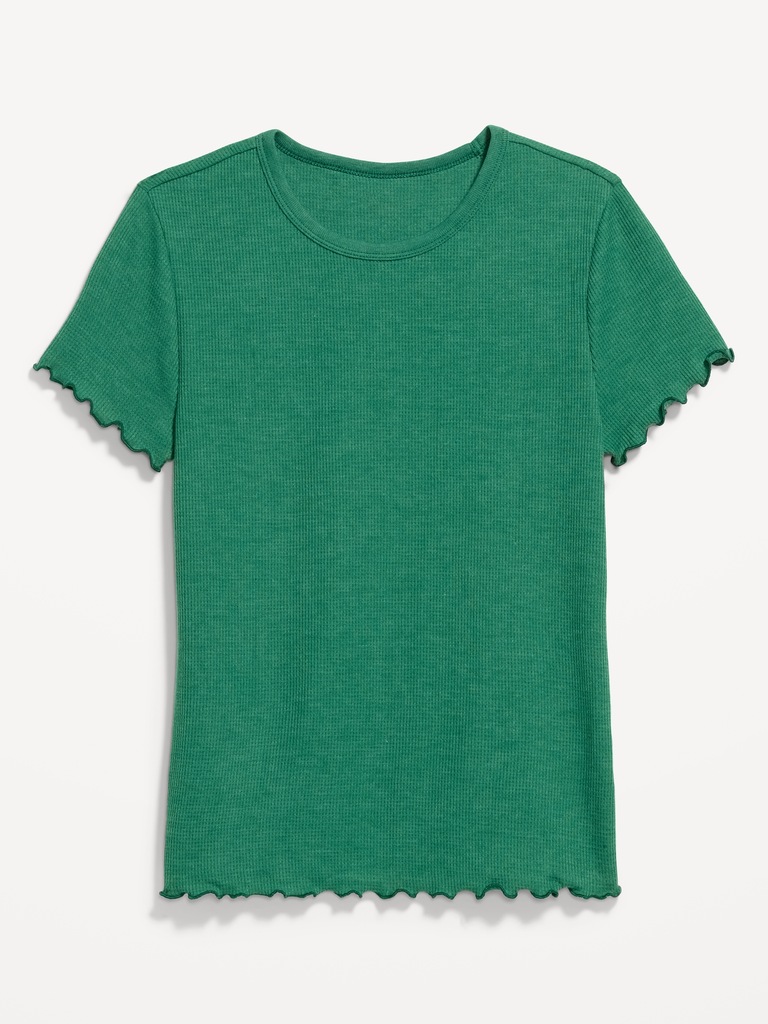 Fitted Waffle-Knit Cropped T-Shirt