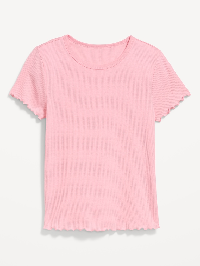 Fitted Waffle-Knit Cropped T-Shirt