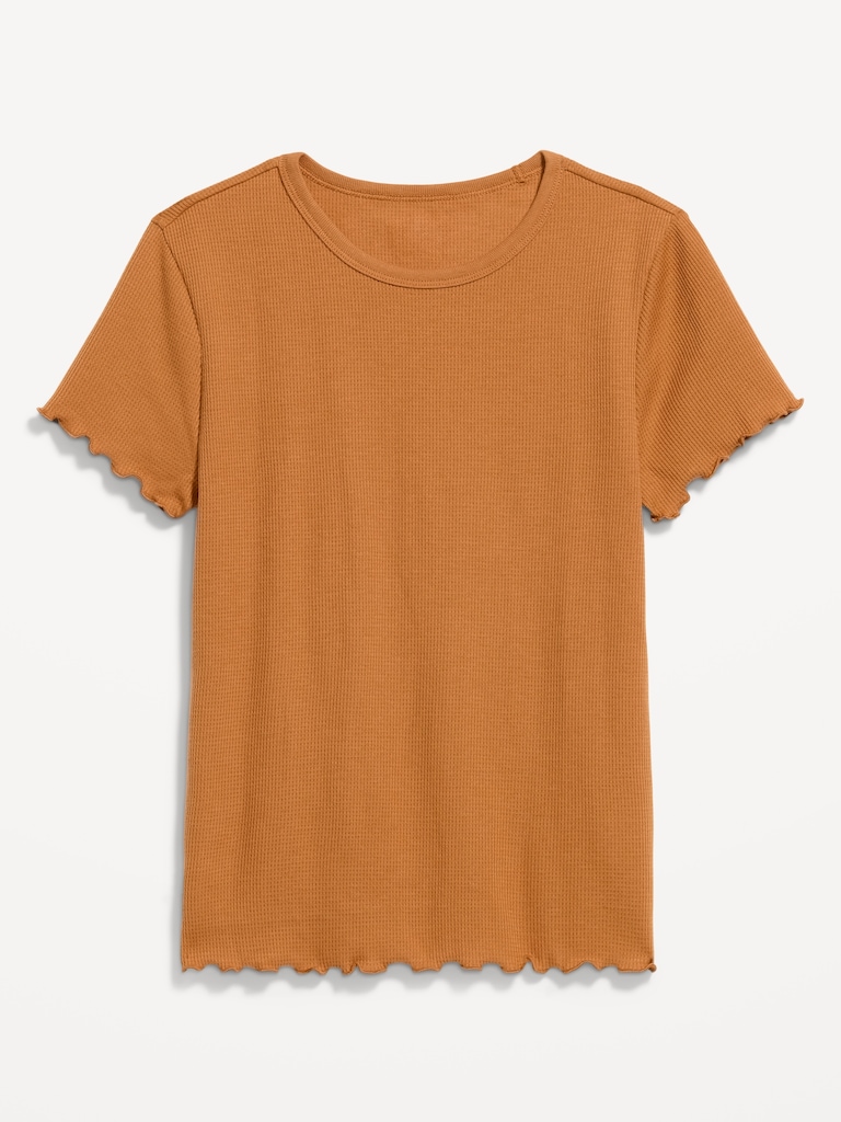 Fitted Waffle-Knit Cropped T-Shirt