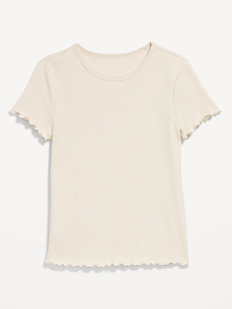 Fitted Waffle-Knit Cropped T-Shirt