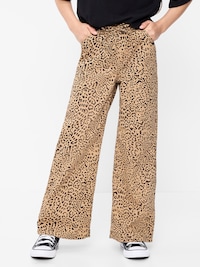 Pull-On Super Baggy Wide-Leg Twill Pants for Girls