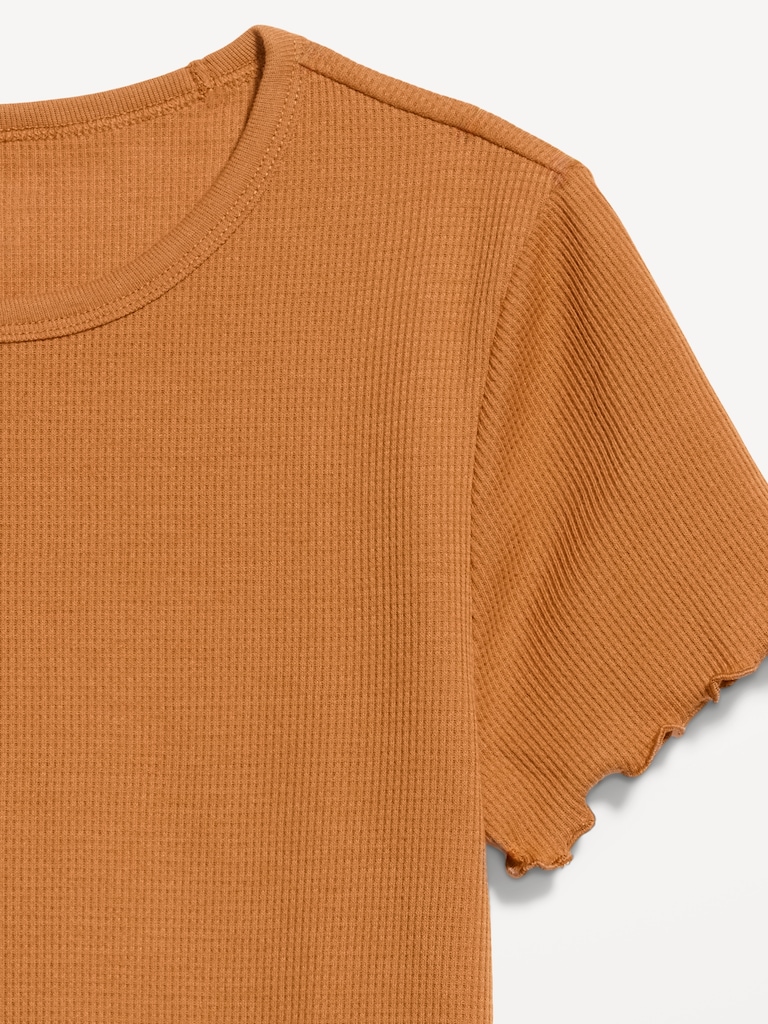 Fitted Waffle-Knit Cropped T-Shirt