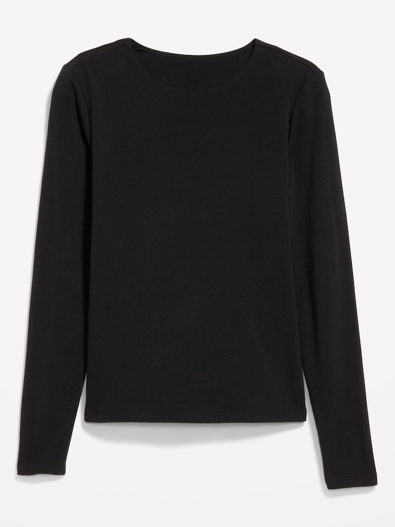 Hug Double-Layer Crew-Neck Long-Sleeve Top