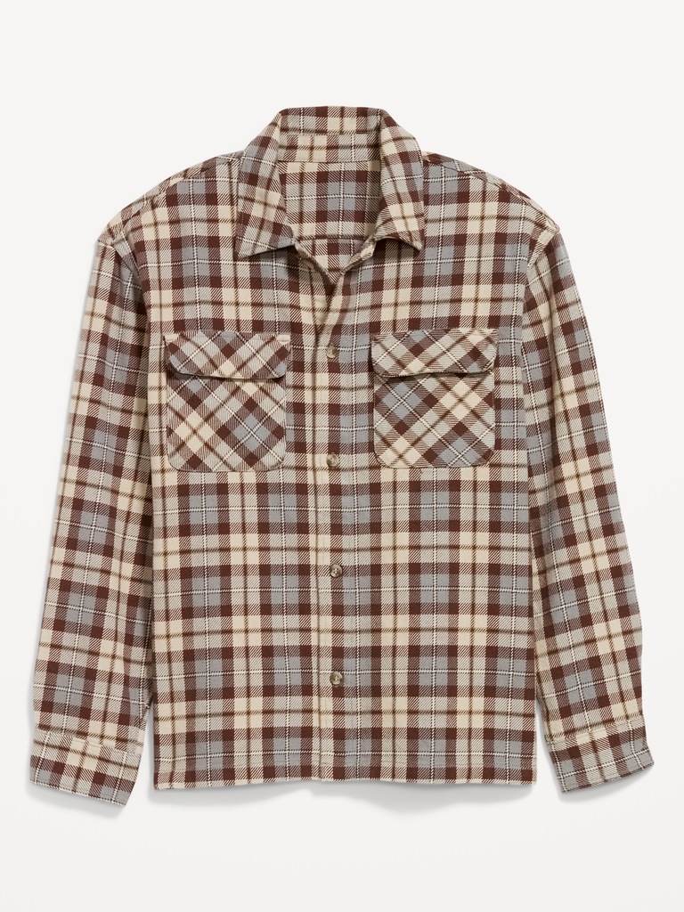 Long-Sleeve Heavyweight Plaid Flannel Pocket Shirt