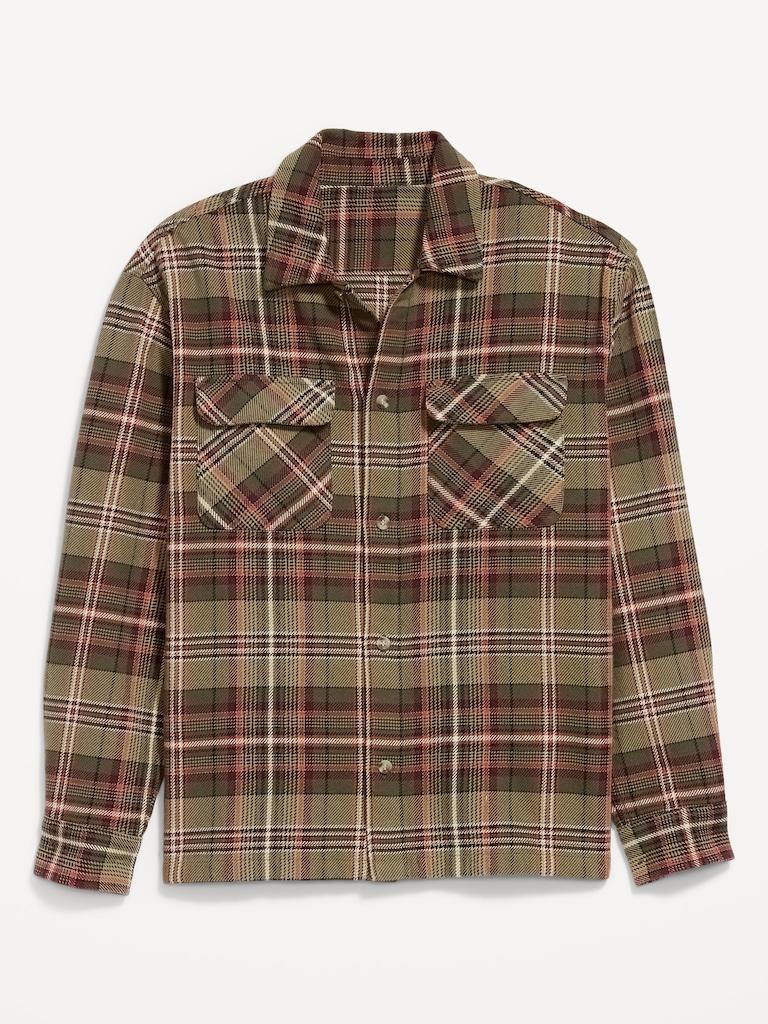Chemise à manches longues en flanelle épaisse à carreaux avec poche