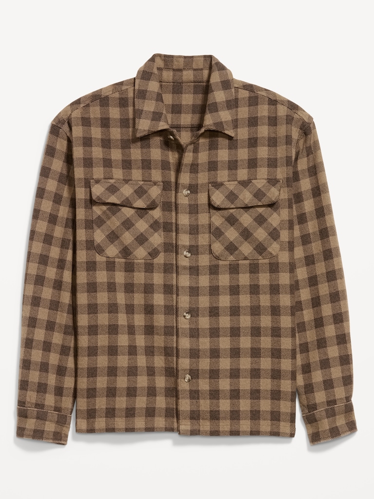 Chemise à manches longues en flanelle épaisse à carreaux avec poche