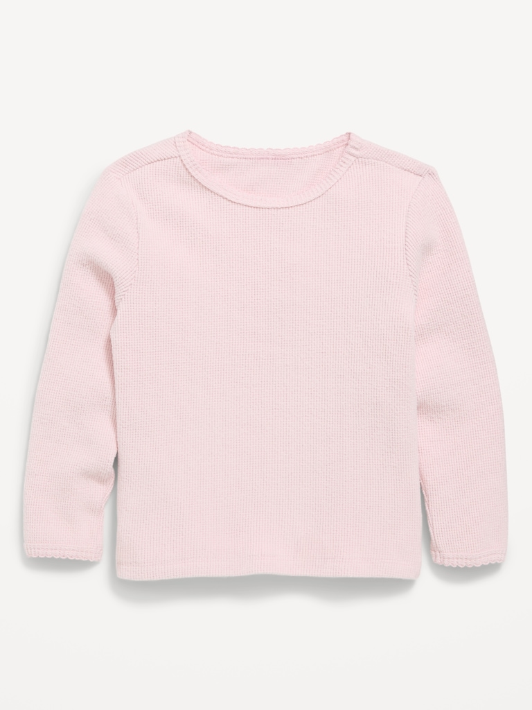 Long-Sleeve Waffle Knit T-Shirt for Toddler Girls