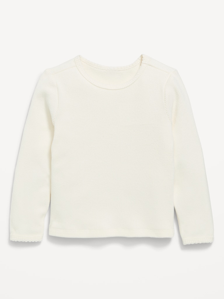 Long-Sleeve Waffle Knit T-Shirt for Toddler Girls