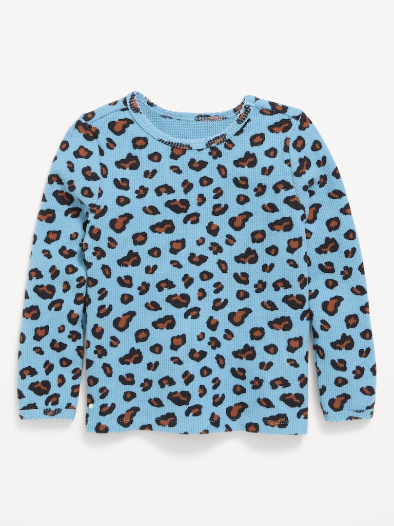 Long-Sleeve Waffle Knit T-Shirt for Toddler Girls
