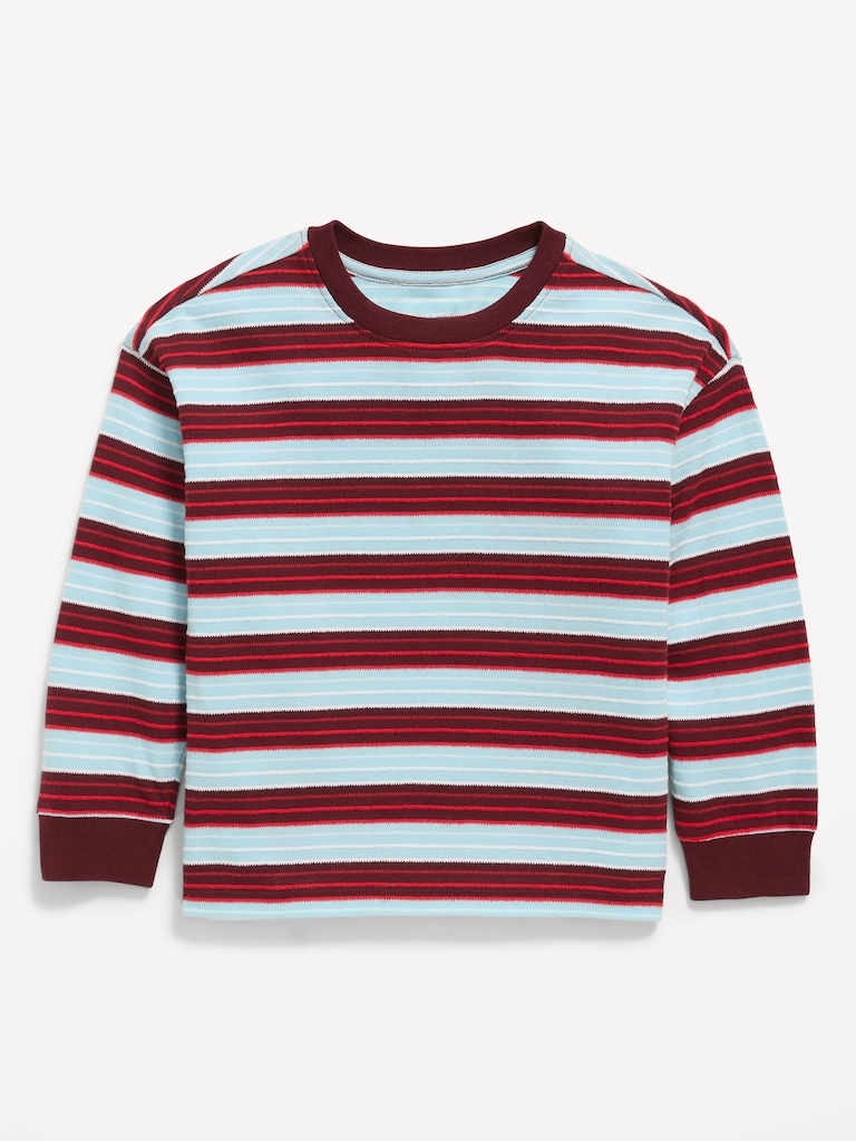Oversized Long-Sleeve Striped T-Shirt for Toddler Boys