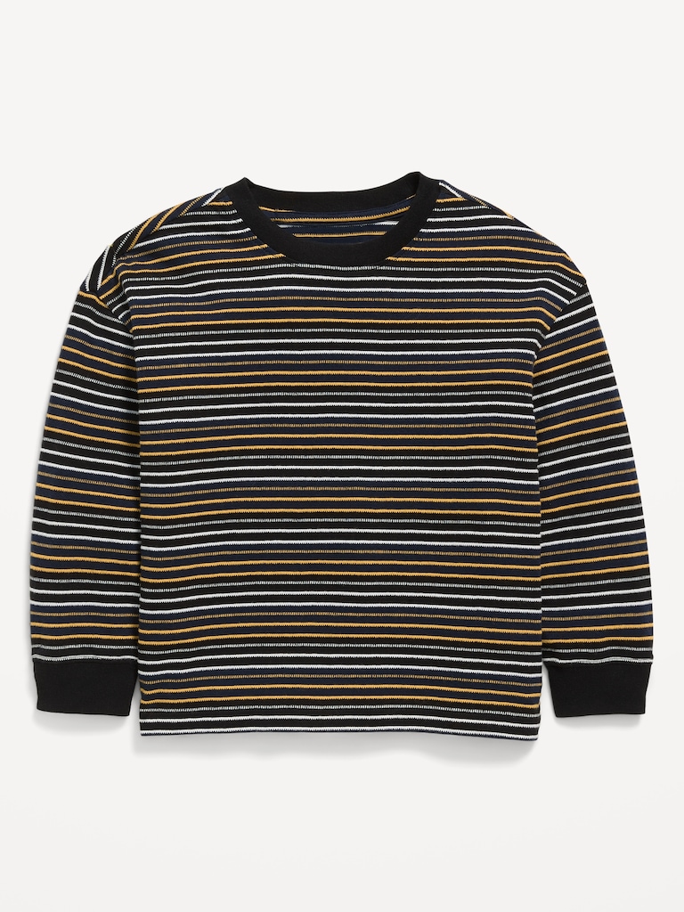 Oversized Long-Sleeve Striped T-Shirt for Toddler Boys