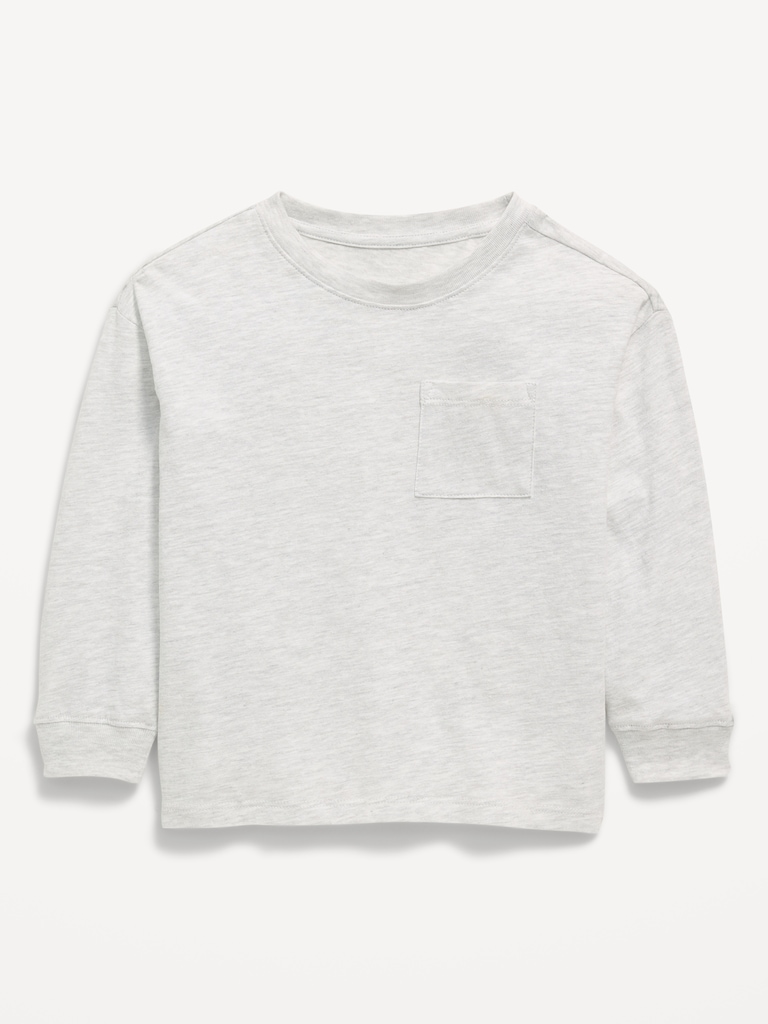 Oversized Long-Sleeve Pocket T-Shirt for Toddler Boys