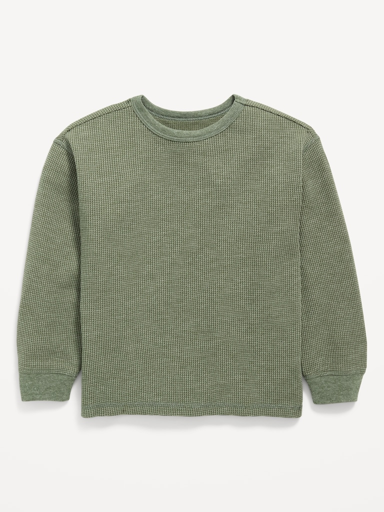 Long-Sleeve Waffle Knit T-Shirt for Toddler Boys