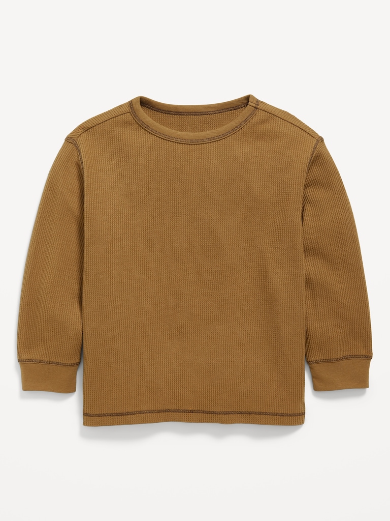 Long-Sleeve Waffle Knit T-Shirt for Toddler Boys
