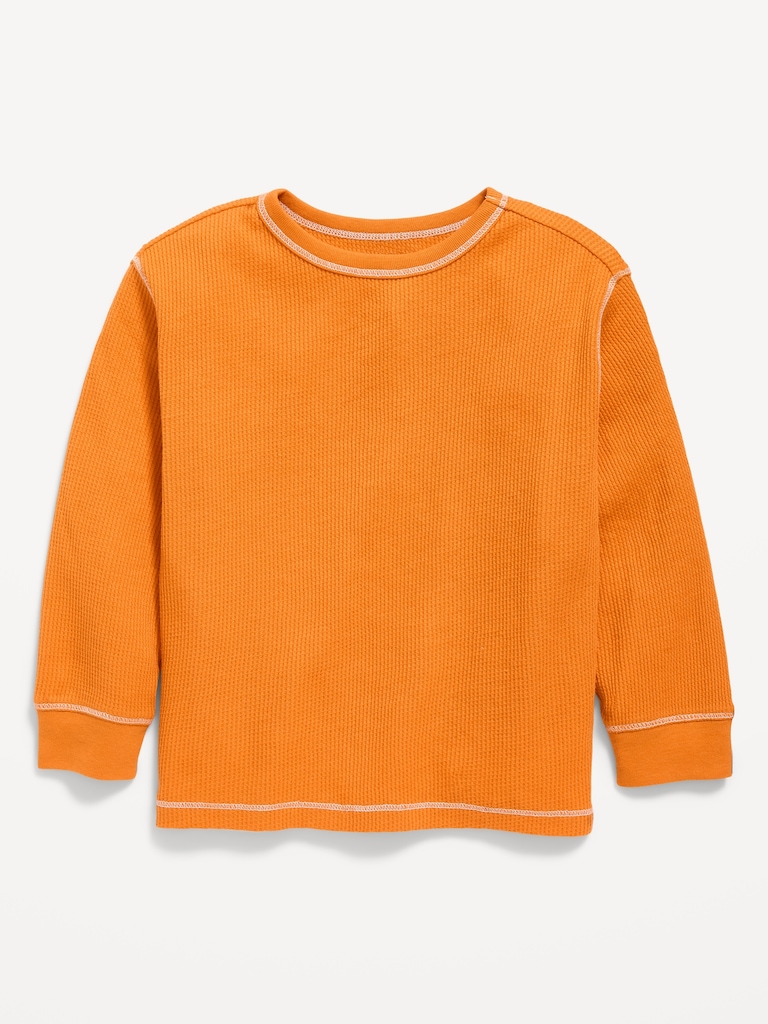 Long-Sleeve Waffle Knit T-Shirt for Toddler Boys