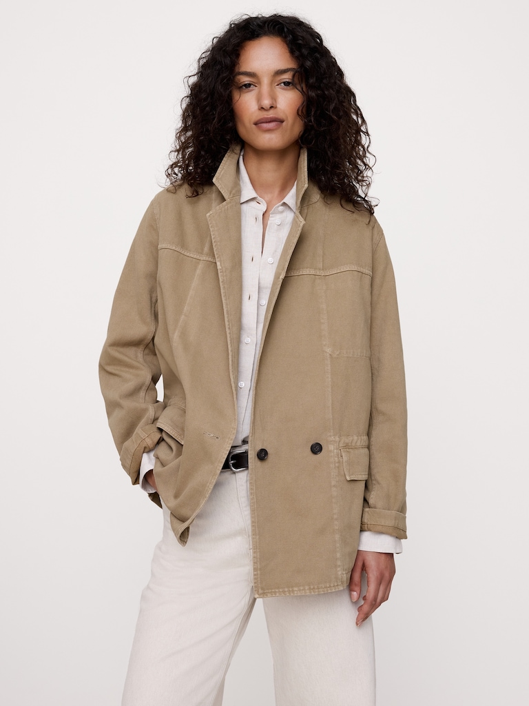 Cotton-Linen Utility Blazer