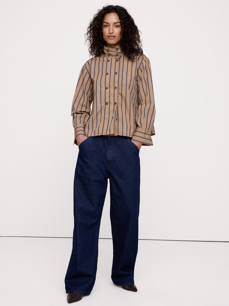 Cotton Foldover Collar Shirt
