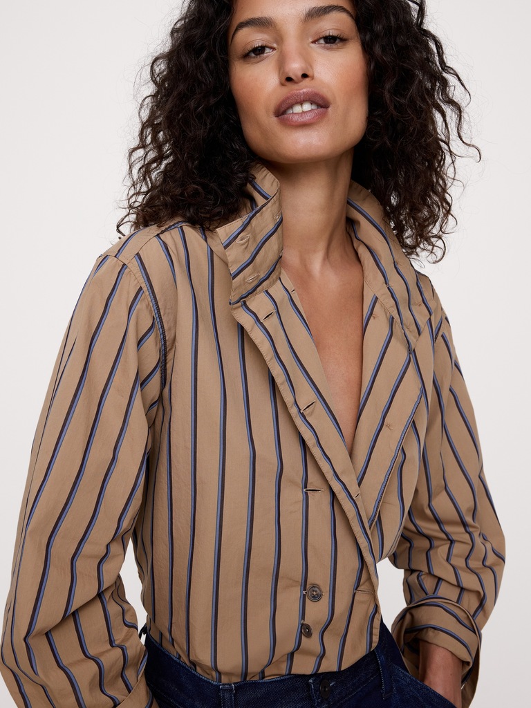 Cotton Foldover Collar Shirt