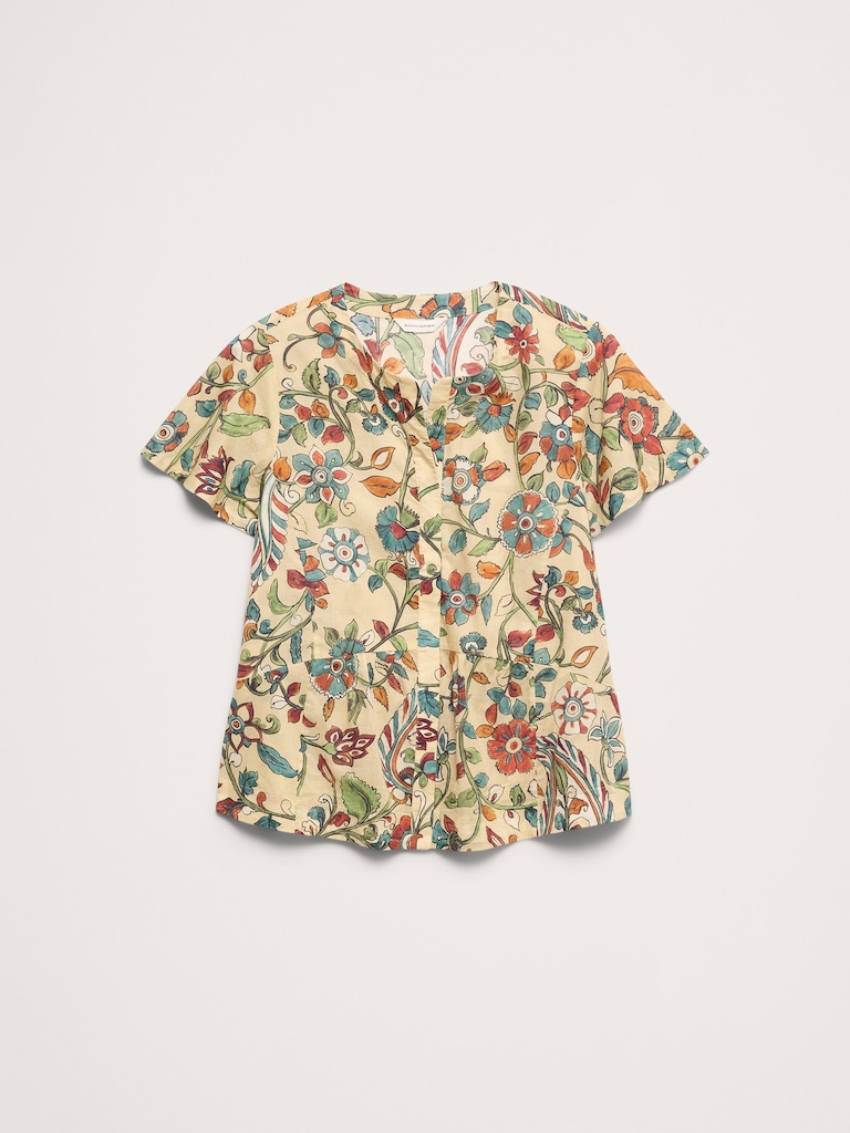 Lightweight Cotton Flutter-Sleeve Top