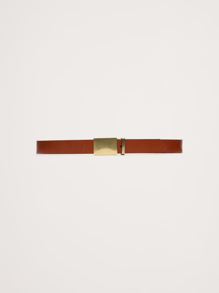 Leather Solid-Buckle Belt
